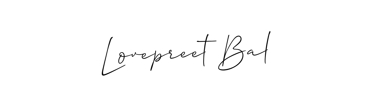 Use a signature maker to create a handwritten signature online. With this signature software, you can design (Allison_Script) your own signature for name Lovepreet Bal. Lovepreet Bal signature style 2 images and pictures png