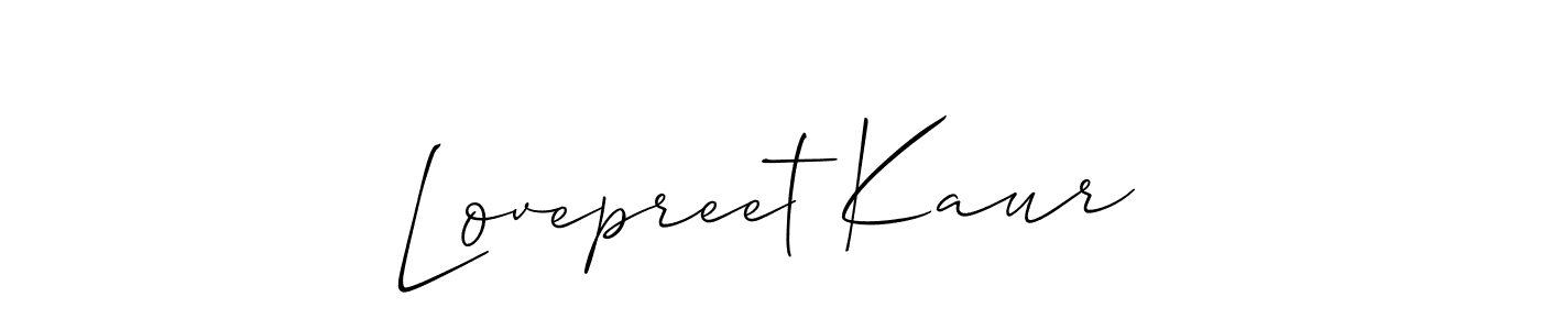 It looks lik you need a new signature style for name Lovepreet Kaur. Design unique handwritten (Allison_Script) signature with our free signature maker in just a few clicks. Lovepreet Kaur signature style 2 images and pictures png