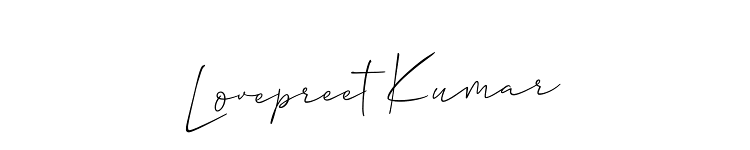 Also we have Lovepreet Kumar name is the best signature style. Create professional handwritten signature collection using Allison_Script autograph style. Lovepreet Kumar signature style 2 images and pictures png