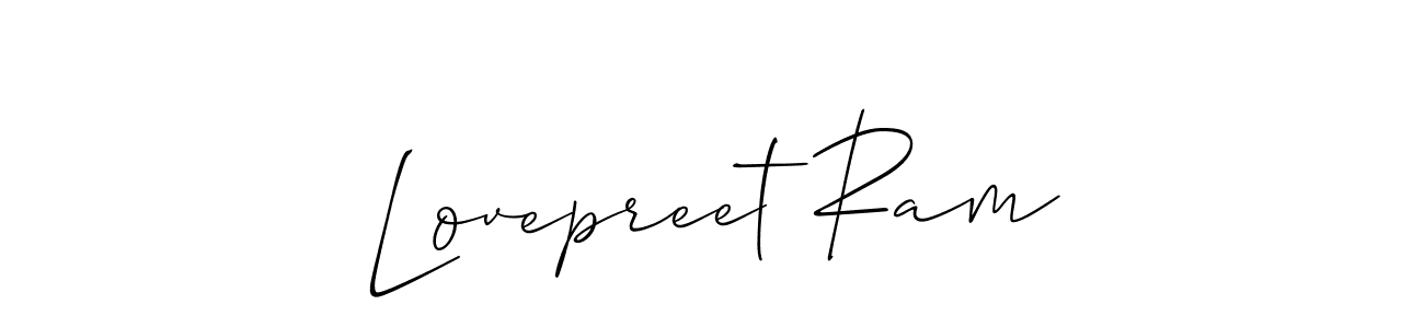 Allison_Script is a professional signature style that is perfect for those who want to add a touch of class to their signature. It is also a great choice for those who want to make their signature more unique. Get Lovepreet Ram name to fancy signature for free. Lovepreet Ram signature style 2 images and pictures png