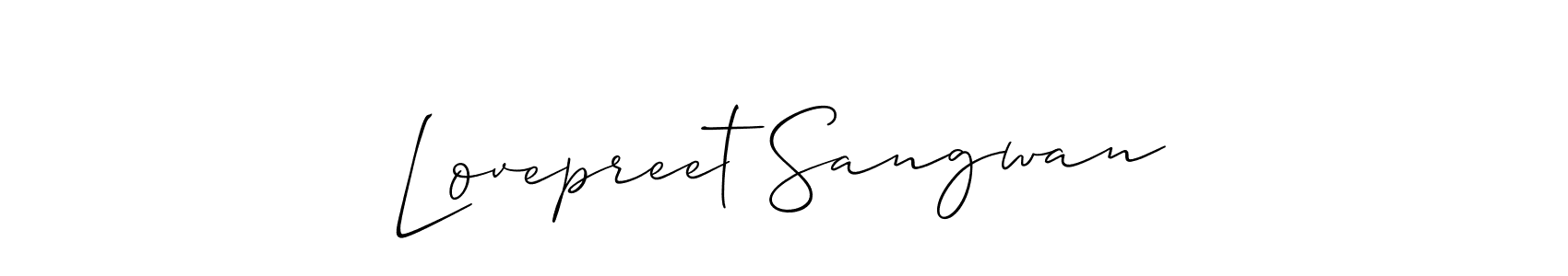 Also You can easily find your signature by using the search form. We will create Lovepreet Sangwan name handwritten signature images for you free of cost using Allison_Script sign style. Lovepreet Sangwan signature style 2 images and pictures png