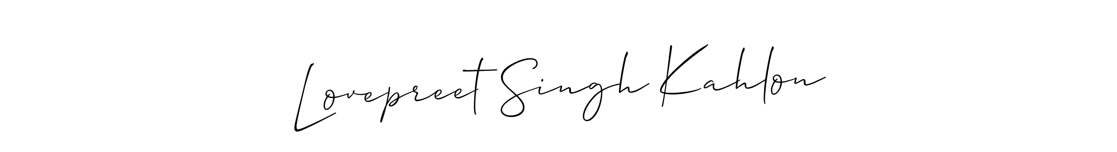 Design your own signature with our free online signature maker. With this signature software, you can create a handwritten (Allison_Script) signature for name Lovepreet Singh Kahlon. Lovepreet Singh Kahlon signature style 2 images and pictures png