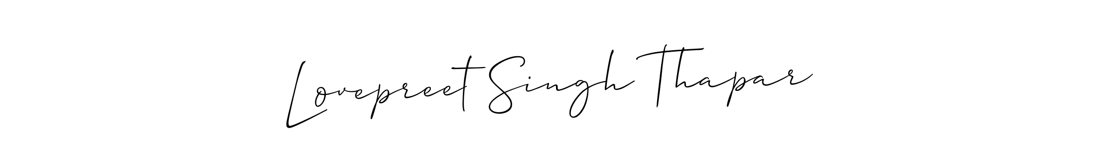 Make a beautiful signature design for name Lovepreet Singh Thapar. With this signature (Allison_Script) style, you can create a handwritten signature for free. Lovepreet Singh Thapar signature style 2 images and pictures png