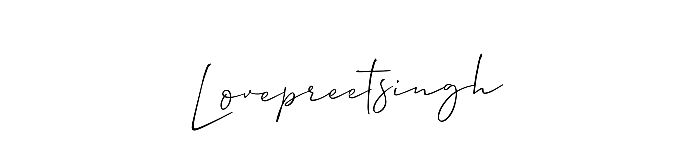 Create a beautiful signature design for name Lovepreetsingh. With this signature (Allison_Script) fonts, you can make a handwritten signature for free. Lovepreetsingh signature style 2 images and pictures png