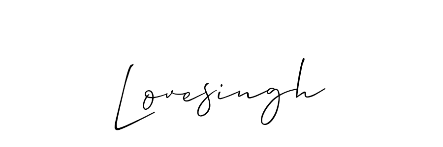 Make a beautiful signature design for name Lovesingh. With this signature (Allison_Script) style, you can create a handwritten signature for free. Lovesingh signature style 2 images and pictures png