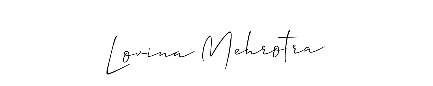 This is the best signature style for the Lovina Mehrotra name. Also you like these signature font (Allison_Script). Mix name signature. Lovina Mehrotra signature style 2 images and pictures png