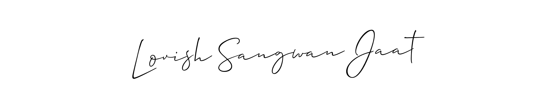 Lovish Sangwan Jaat stylish signature style. Best Handwritten Sign (Allison_Script) for my name. Handwritten Signature Collection Ideas for my name Lovish Sangwan Jaat. Lovish Sangwan Jaat signature style 2 images and pictures png