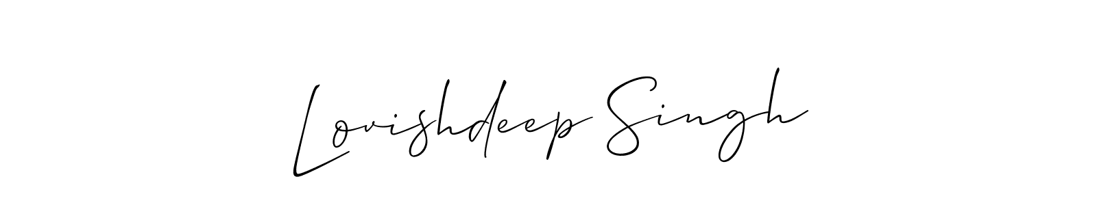 The best way (Allison_Script) to make a short signature is to pick only two or three words in your name. The name Lovishdeep Singh include a total of six letters. For converting this name. Lovishdeep Singh signature style 2 images and pictures png