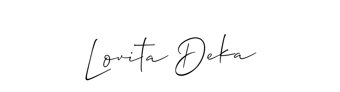 It looks lik you need a new signature style for name Lovita Deka. Design unique handwritten (Allison_Script) signature with our free signature maker in just a few clicks. Lovita Deka signature style 2 images and pictures png