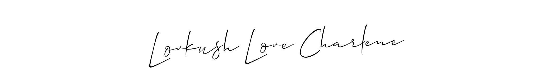 Allison_Script is a professional signature style that is perfect for those who want to add a touch of class to their signature. It is also a great choice for those who want to make their signature more unique. Get Lovkush Love Charlene name to fancy signature for free. Lovkush Love Charlene signature style 2 images and pictures png