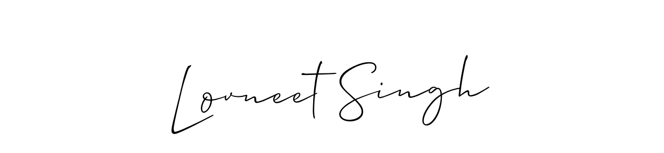 Create a beautiful signature design for name Lovneet Singh. With this signature (Allison_Script) fonts, you can make a handwritten signature for free. Lovneet Singh signature style 2 images and pictures png