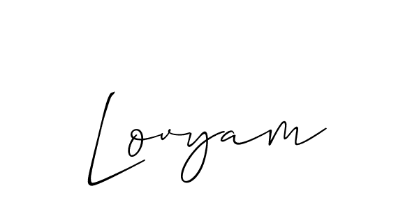 Use a signature maker to create a handwritten signature online. With this signature software, you can design (Allison_Script) your own signature for name Lovyam. Lovyam signature style 2 images and pictures png
