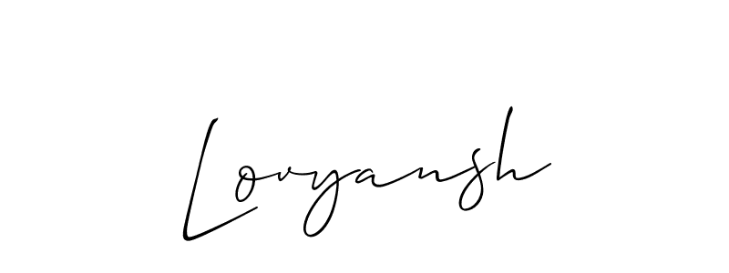 Allison_Script is a professional signature style that is perfect for those who want to add a touch of class to their signature. It is also a great choice for those who want to make their signature more unique. Get Lovyansh name to fancy signature for free. Lovyansh signature style 2 images and pictures png