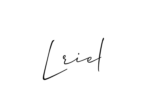 The best way (Allison_Script) to make a short signature is to pick only two or three words in your name. The name Lriel include a total of six letters. For converting this name. Lriel signature style 2 images and pictures png