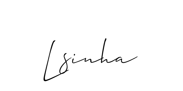 Use a signature maker to create a handwritten signature online. With this signature software, you can design (Allison_Script) your own signature for name Lsinha. Lsinha signature style 2 images and pictures png
