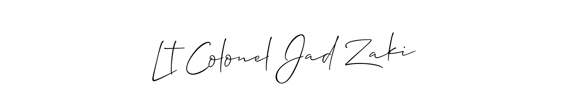 Make a beautiful signature design for name Lt Colonel Jad Zaki. With this signature (Allison_Script) style, you can create a handwritten signature for free. Lt Colonel Jad Zaki signature style 2 images and pictures png