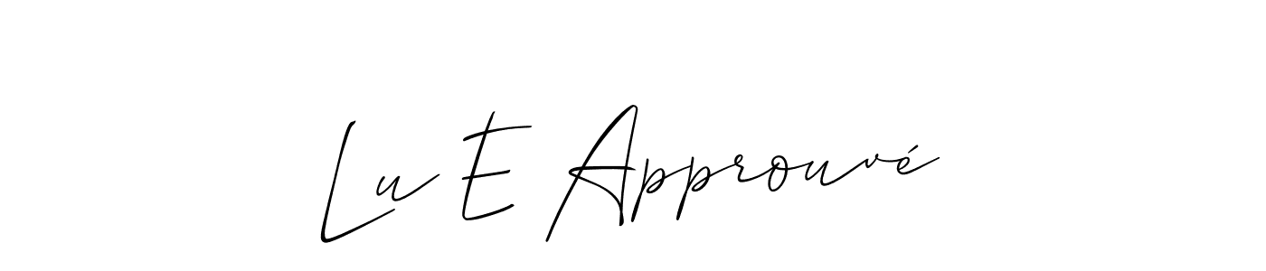 Allison_Script is a professional signature style that is perfect for those who want to add a touch of class to their signature. It is also a great choice for those who want to make their signature more unique. Get Lu E Approuvé name to fancy signature for free. Lu E Approuvé signature style 2 images and pictures png