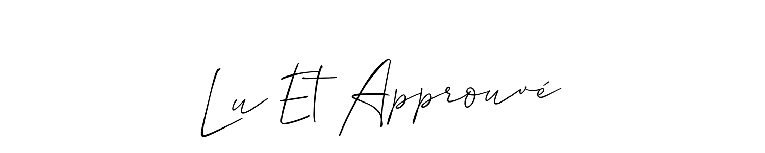 It looks lik you need a new signature style for name Lu Et Approuvé. Design unique handwritten (Allison_Script) signature with our free signature maker in just a few clicks. Lu Et Approuvé signature style 2 images and pictures png