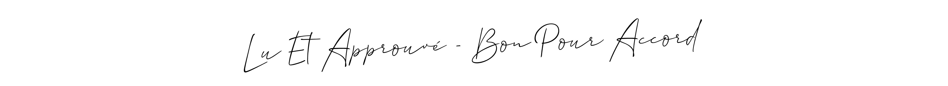 Use a signature maker to create a handwritten signature online. With this signature software, you can design (Allison_Script) your own signature for name Lu Et Approuvé - Bon Pour Accord. Lu Et Approuvé - Bon Pour Accord signature style 2 images and pictures png