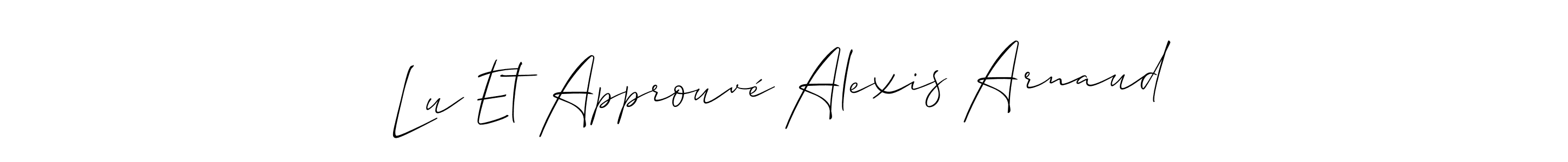 if you are searching for the best signature style for your name Lu Et Approuvé Alexis Arnaud. so please give up your signature search. here we have designed multiple signature styles  using Allison_Script. Lu Et Approuvé Alexis Arnaud signature style 2 images and pictures png