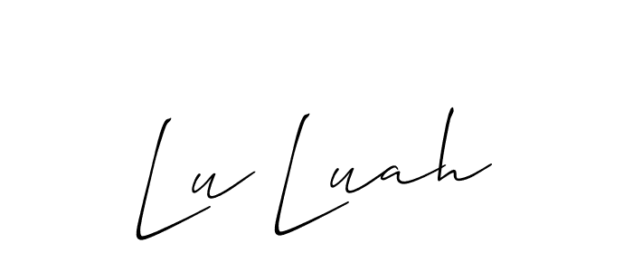 How to make Lu Luah name signature. Use Allison_Script style for creating short signs online. This is the latest handwritten sign. Lu Luah signature style 2 images and pictures png