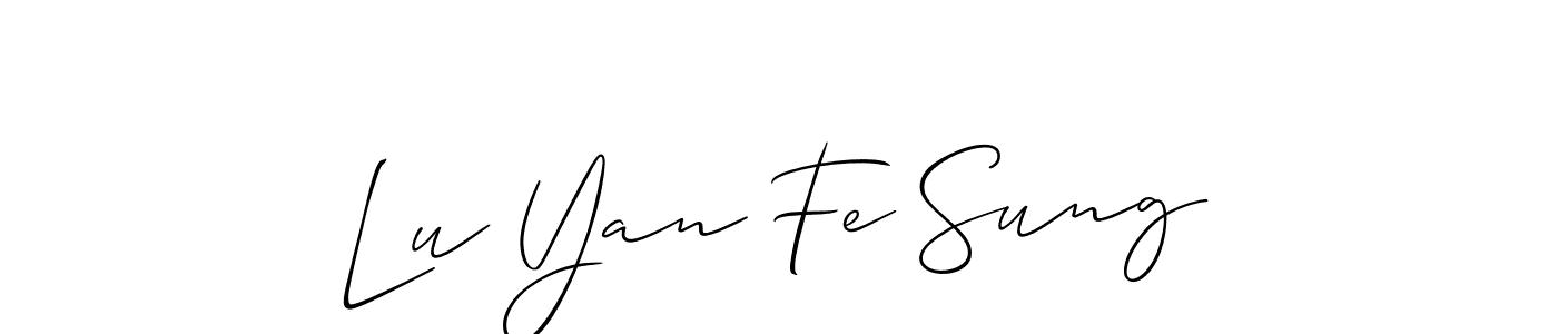 if you are searching for the best signature style for your name Lu Yan Fe Sung. so please give up your signature search. here we have designed multiple signature styles  using Allison_Script. Lu Yan Fe Sung signature style 2 images and pictures png