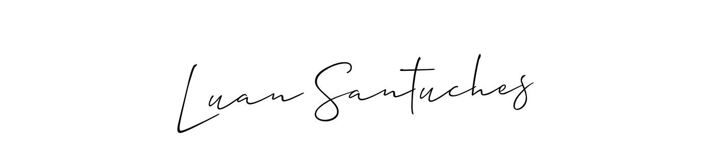 The best way (Allison_Script) to make a short signature is to pick only two or three words in your name. The name Luan Santuches include a total of six letters. For converting this name. Luan Santuches signature style 2 images and pictures png