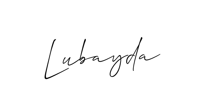 Lubayda stylish signature style. Best Handwritten Sign (Allison_Script) for my name. Handwritten Signature Collection Ideas for my name Lubayda. Lubayda signature style 2 images and pictures png