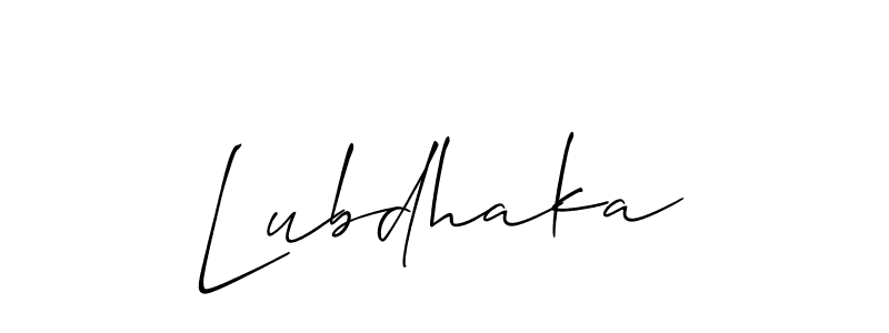 Make a beautiful signature design for name Lubdhaka. With this signature (Allison_Script) style, you can create a handwritten signature for free. Lubdhaka signature style 2 images and pictures png