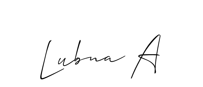 This is the best signature style for the Lubna A name. Also you like these signature font (Allison_Script). Mix name signature. Lubna A signature style 2 images and pictures png