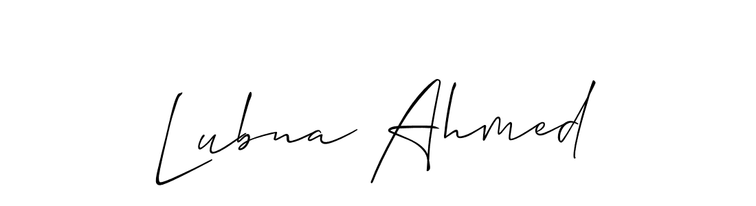 Create a beautiful signature design for name Lubna Ahmed. With this signature (Allison_Script) fonts, you can make a handwritten signature for free. Lubna Ahmed signature style 2 images and pictures png