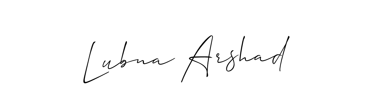 if you are searching for the best signature style for your name Lubna Arshad. so please give up your signature search. here we have designed multiple signature styles  using Allison_Script. Lubna Arshad signature style 2 images and pictures png