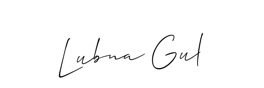 Allison_Script is a professional signature style that is perfect for those who want to add a touch of class to their signature. It is also a great choice for those who want to make their signature more unique. Get Lubna Gul name to fancy signature for free. Lubna Gul signature style 2 images and pictures png