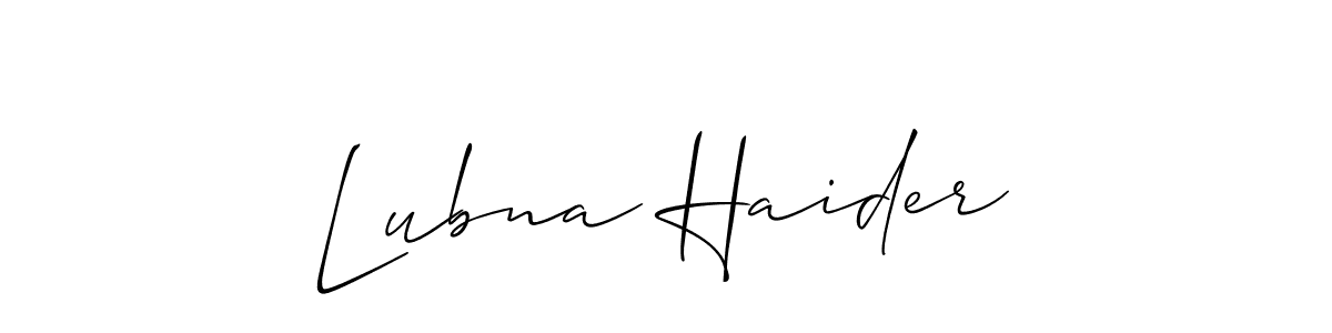 Also we have Lubna Haider name is the best signature style. Create professional handwritten signature collection using Allison_Script autograph style. Lubna Haider signature style 2 images and pictures png