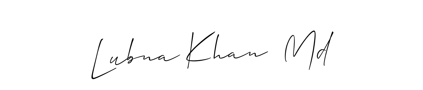 Allison_Script is a professional signature style that is perfect for those who want to add a touch of class to their signature. It is also a great choice for those who want to make their signature more unique. Get Lubna Khan  Md name to fancy signature for free. Lubna Khan  Md signature style 2 images and pictures png