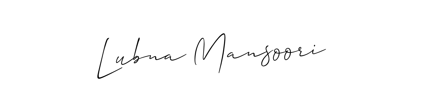 Create a beautiful signature design for name Lubna Mansoori. With this signature (Allison_Script) fonts, you can make a handwritten signature for free. Lubna Mansoori signature style 2 images and pictures png