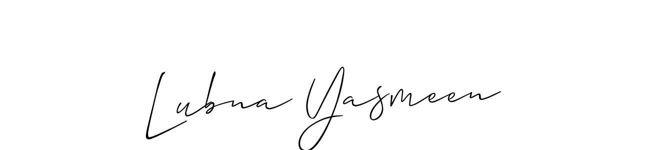 Also we have Lubna Yasmeen name is the best signature style. Create professional handwritten signature collection using Allison_Script autograph style. Lubna Yasmeen signature style 2 images and pictures png