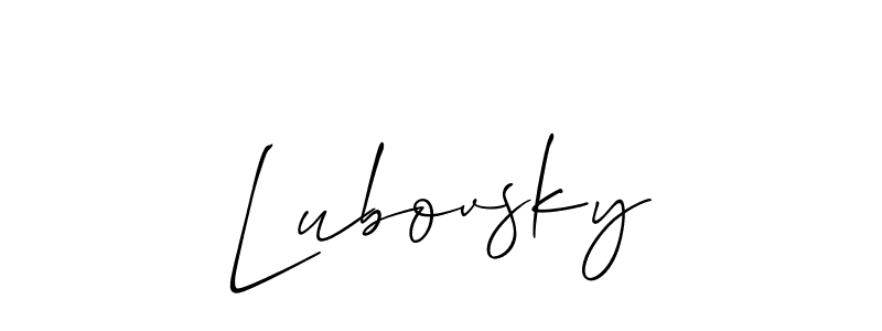 How to make Lubovsky name signature. Use Allison_Script style for creating short signs online. This is the latest handwritten sign. Lubovsky signature style 2 images and pictures png