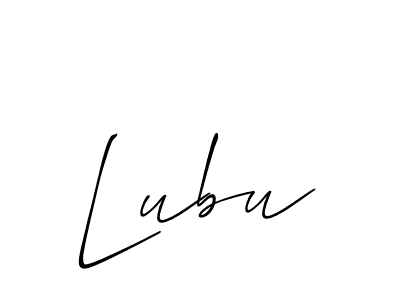Use a signature maker to create a handwritten signature online. With this signature software, you can design (Allison_Script) your own signature for name Lubu. Lubu signature style 2 images and pictures png