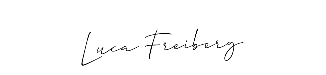 How to make Luca Freiberg name signature. Use Allison_Script style for creating short signs online. This is the latest handwritten sign. Luca Freiberg signature style 2 images and pictures png