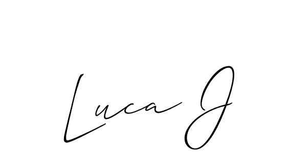 Luca J stylish signature style. Best Handwritten Sign (Allison_Script) for my name. Handwritten Signature Collection Ideas for my name Luca J. Luca J signature style 2 images and pictures png