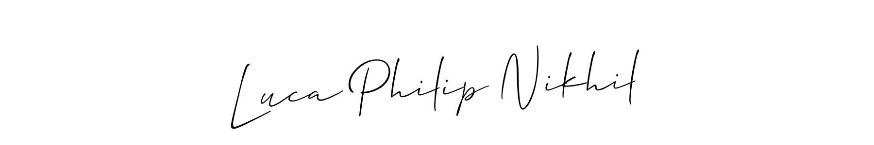 It looks lik you need a new signature style for name Luca Philip Nikhil. Design unique handwritten (Allison_Script) signature with our free signature maker in just a few clicks. Luca Philip Nikhil signature style 2 images and pictures png