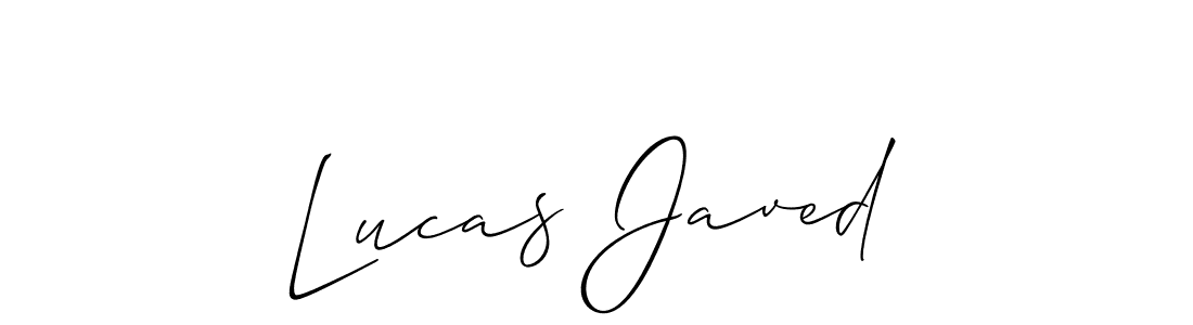 Use a signature maker to create a handwritten signature online. With this signature software, you can design (Allison_Script) your own signature for name Lucas Javed. Lucas Javed signature style 2 images and pictures png