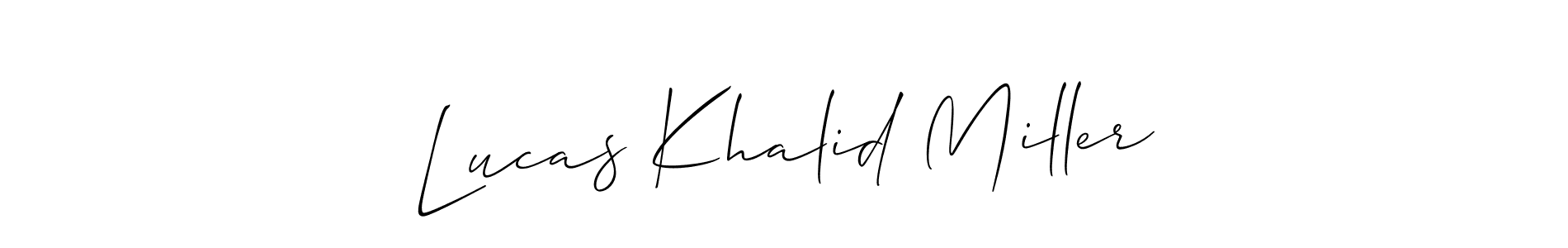 Allison_Script is a professional signature style that is perfect for those who want to add a touch of class to their signature. It is also a great choice for those who want to make their signature more unique. Get Lucas Khalid Miller name to fancy signature for free. Lucas Khalid Miller signature style 2 images and pictures png