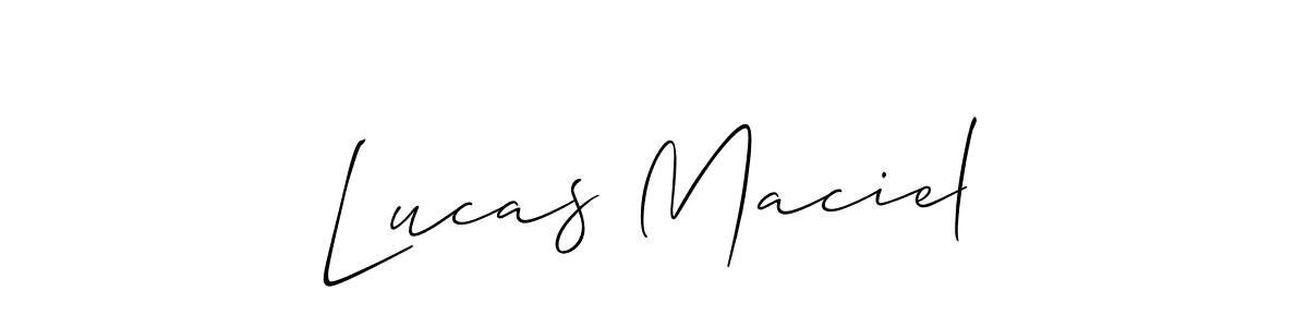 The best way (Allison_Script) to make a short signature is to pick only two or three words in your name. The name Lucas Maciel include a total of six letters. For converting this name. Lucas Maciel signature style 2 images and pictures png