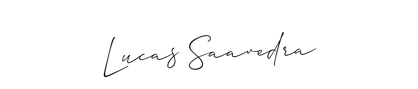 How to make Lucas Saavedra name signature. Use Allison_Script style for creating short signs online. This is the latest handwritten sign. Lucas Saavedra signature style 2 images and pictures png