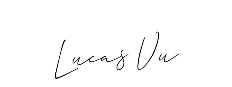 Create a beautiful signature design for name Lucas Vu. With this signature (Allison_Script) fonts, you can make a handwritten signature for free. Lucas Vu signature style 2 images and pictures png