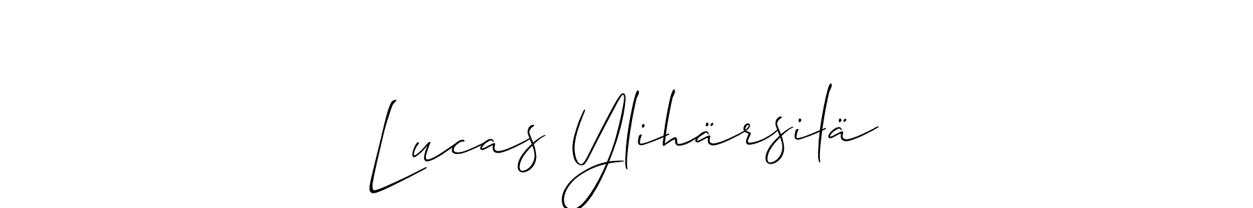 How to make Lucas Ylihärsilä name signature. Use Allison_Script style for creating short signs online. This is the latest handwritten sign. Lucas Ylihärsilä signature style 2 images and pictures png