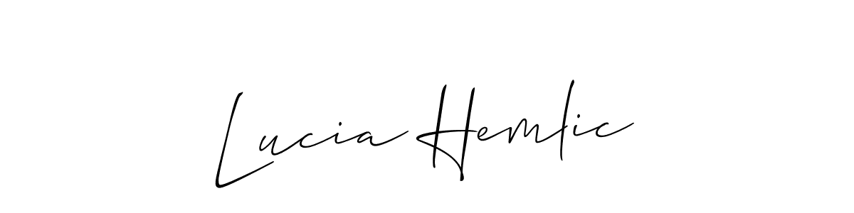 Use a signature maker to create a handwritten signature online. With this signature software, you can design (Allison_Script) your own signature for name Lucia Hemlic. Lucia Hemlic signature style 2 images and pictures png
