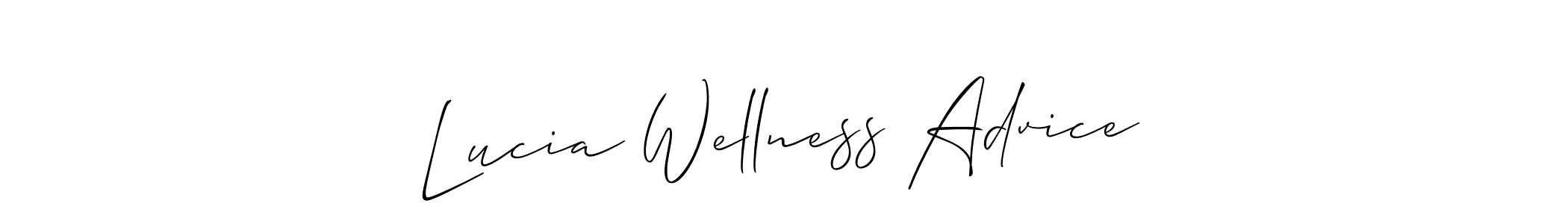 Check out images of Autograph of Lucia Wellness Advice name. Actor Lucia Wellness Advice Signature Style. Allison_Script is a professional sign style online. Lucia Wellness Advice signature style 2 images and pictures png